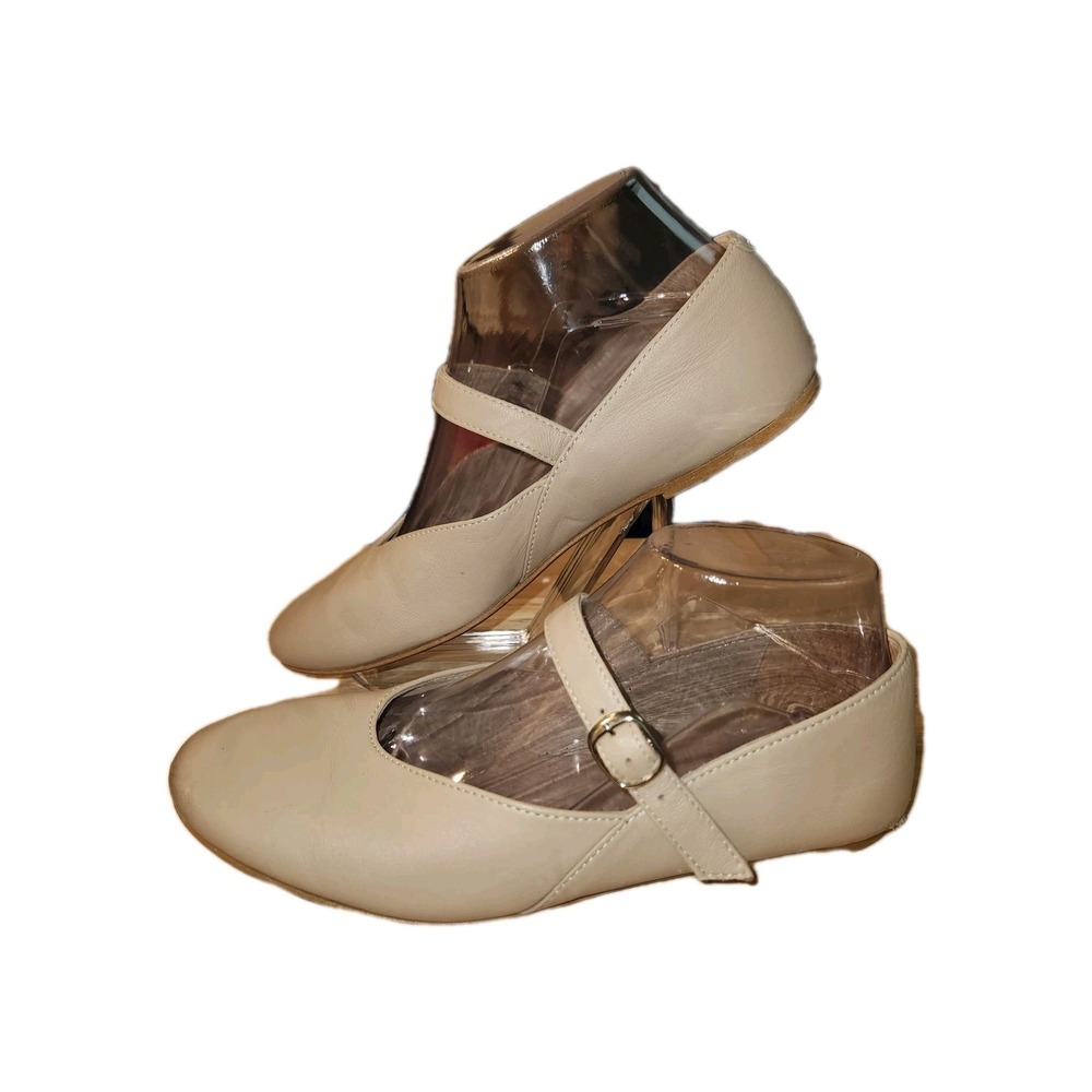 Yokono Of Spain Womens Beige Dancer Flat Shoes Ballerina Sz 37 6.5 US Minimalist